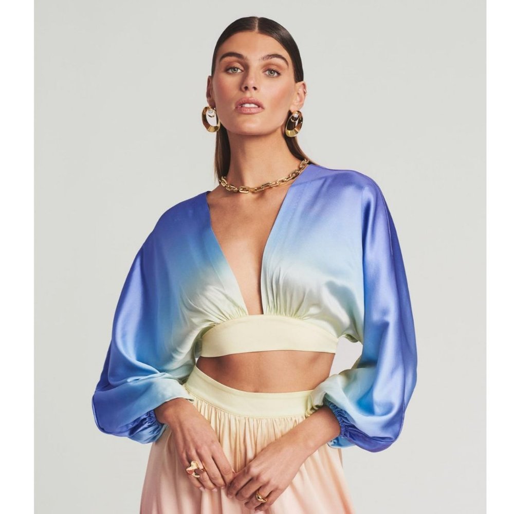 Retrofete Blue and Yellow Ombre Crop Top